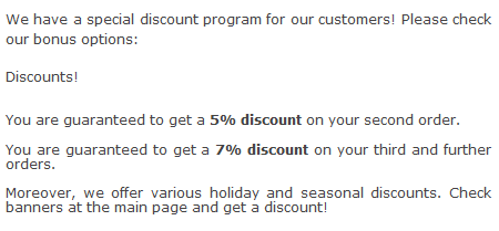 Special discount program